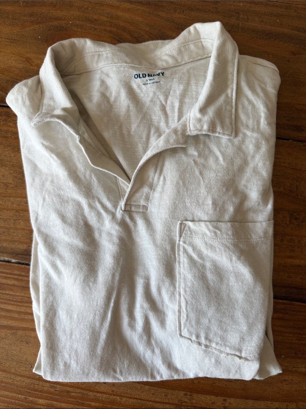 Old Navy Men's Cream Polo with Chest Pocket/ large tall